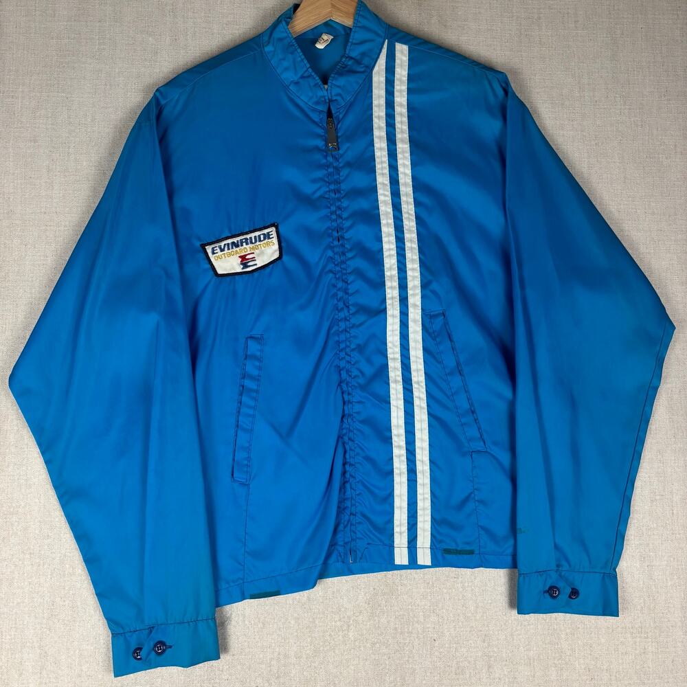 Vintage Evinrude Outboard Motors Louisville Racing Striped Windbreaker Large